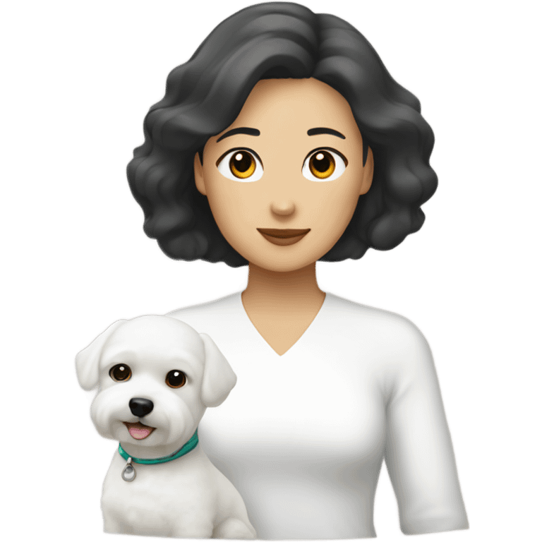 A white bichon & an Asian woman  emoji