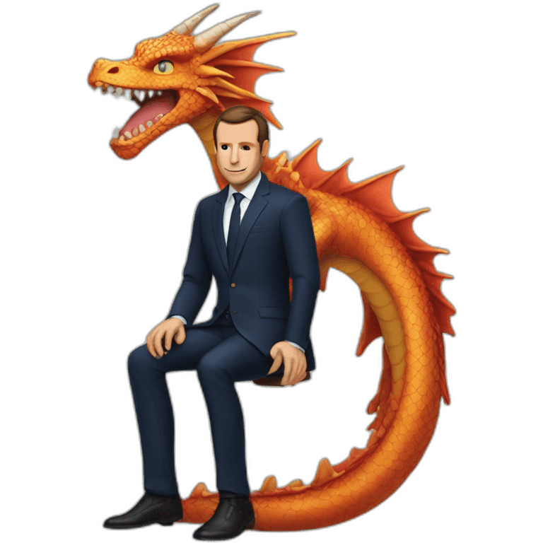 Macron qui chevauche un dragon emoji