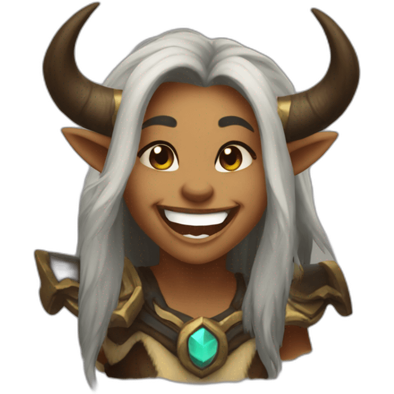 warcraft tauren female laughing emoji