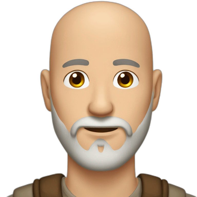 Bald Man beard brown eyes with Moose antlers emoji