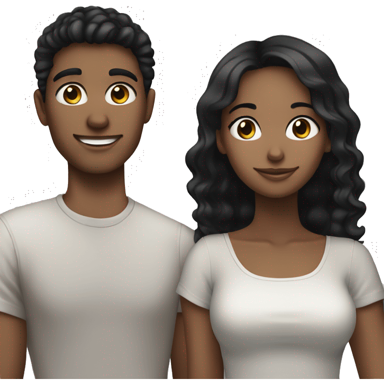 Blue eyed young guy with white, black haired girlfriend emoji