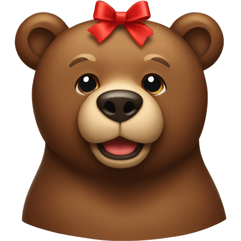 A brown bear with a red bow emoji