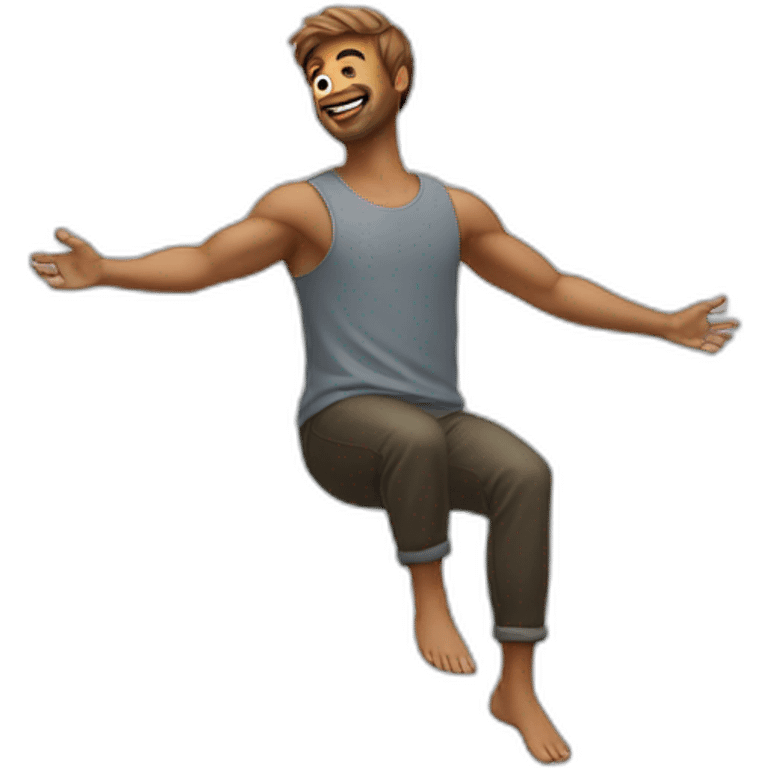 a guy floting in the air in a god pose emoji