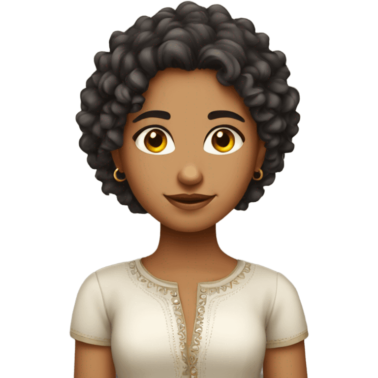 a curly hair girl. indian girl with western outfit. confident, stylish, independent emoji