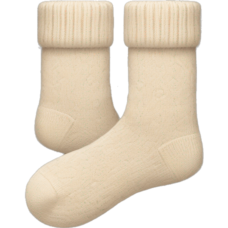 Pair of cozy winter socks beige emoji