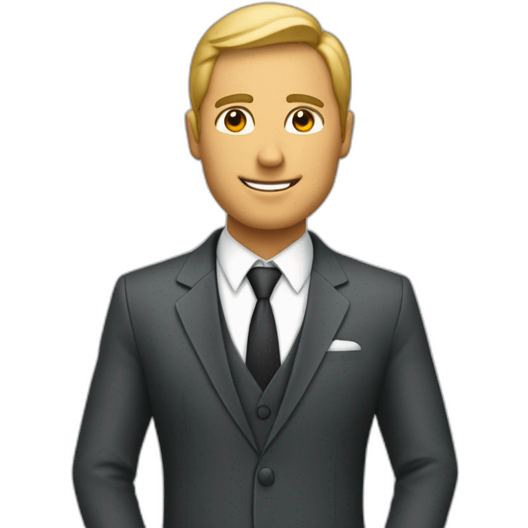 persona de negocios con traje y dolares en las manos emoji