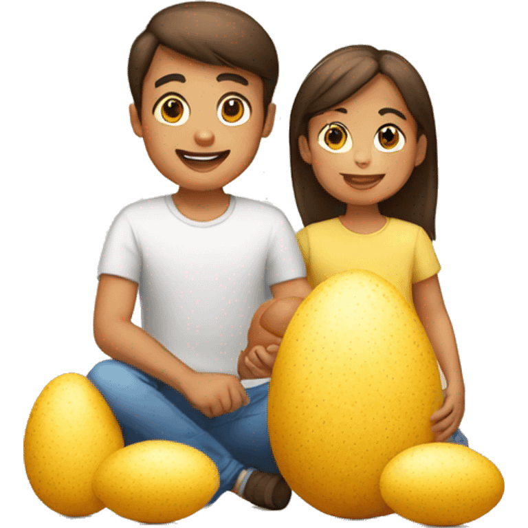 familia niño con huevo pascua emoji