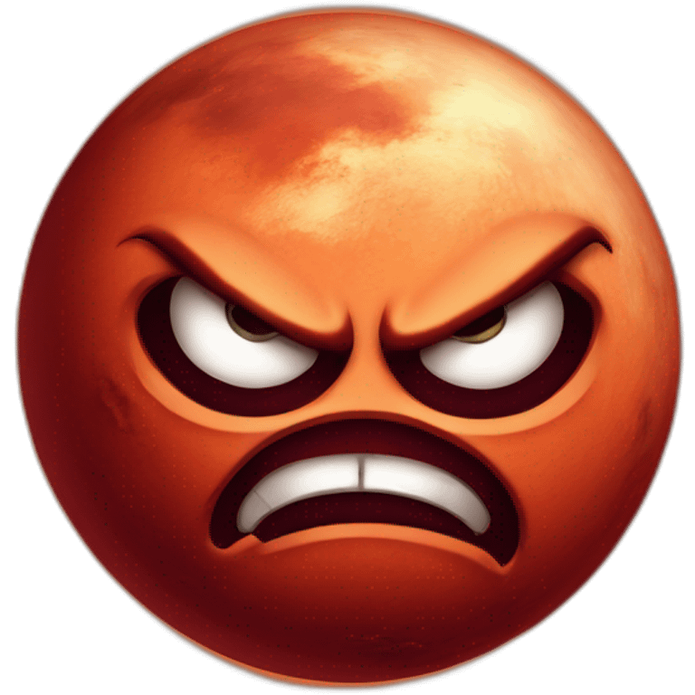 planet mars with angry face emoji