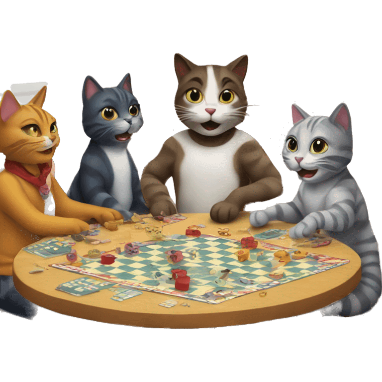 cats playing a board game at a birthday party emoji