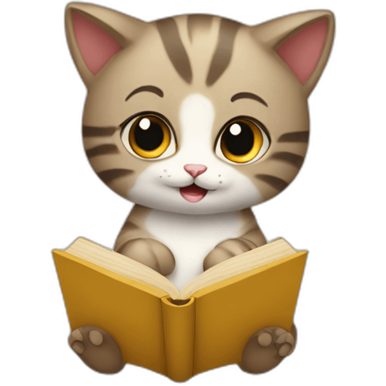 little cat reading book emoji