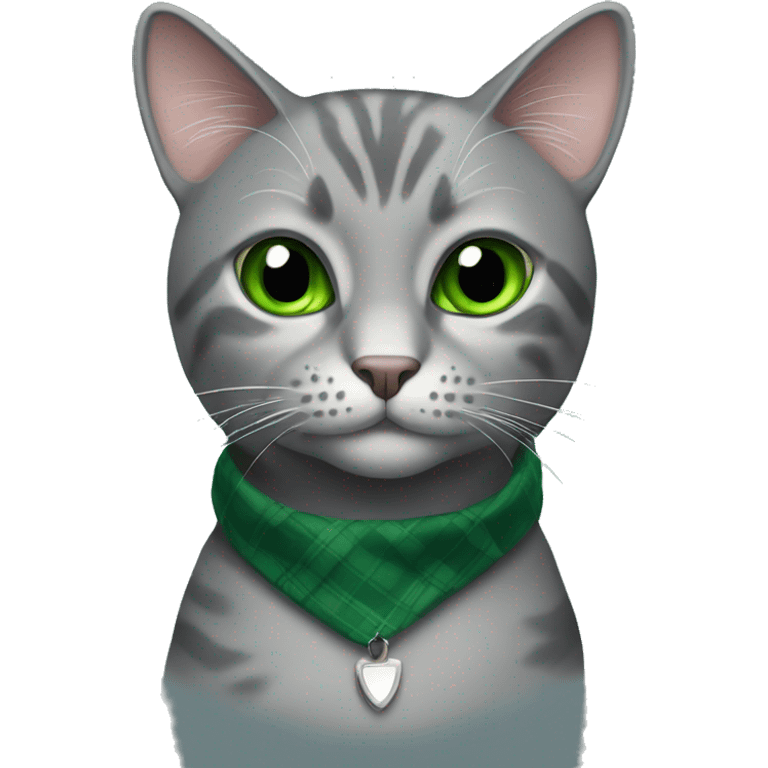 Gray scotish cat with big green eyes  emoji