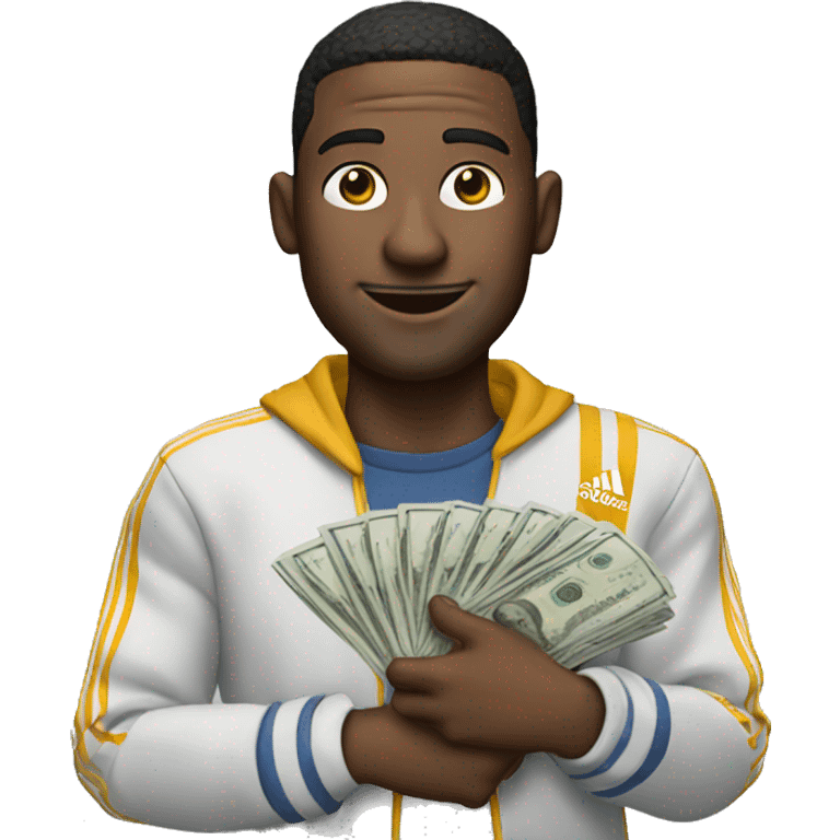 A man dressed with adidas clothes holding money  emoji