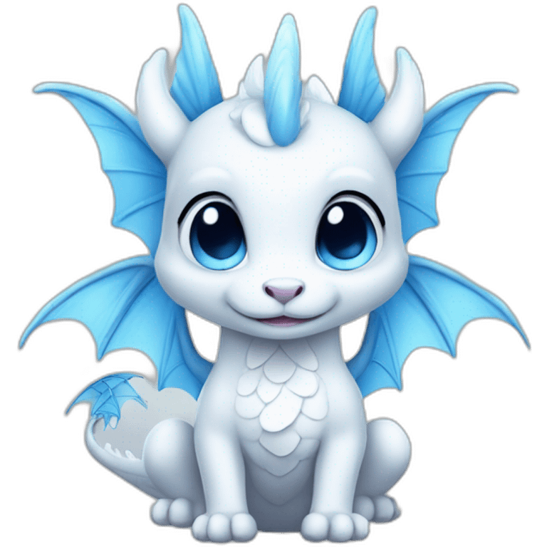 cute fairy White dragon with blue wings emoji