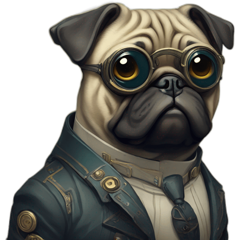 A cyberpunk pug in Art Nouveau style during 1910 emoji