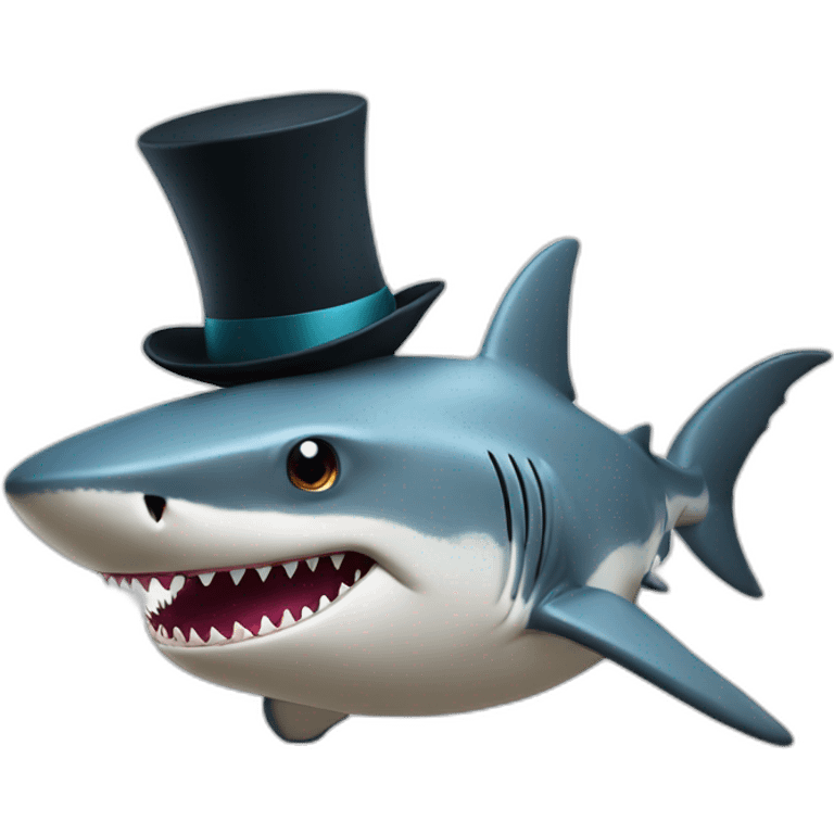 Shark with a top hat emoji