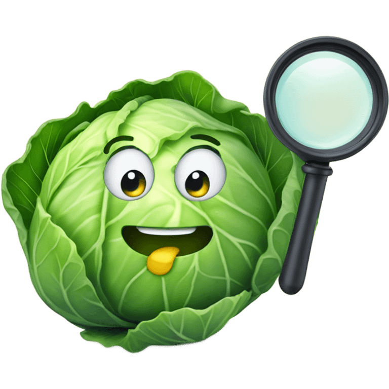 happy cabbage hold magnifying glass emoji