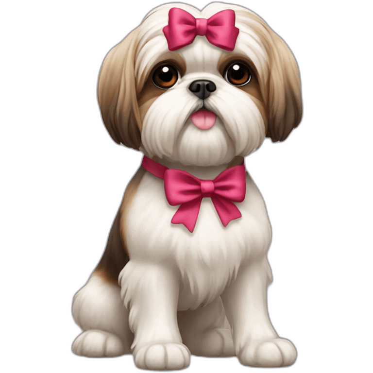 Dog Shih Tzu with a bow on his head full-body emoji