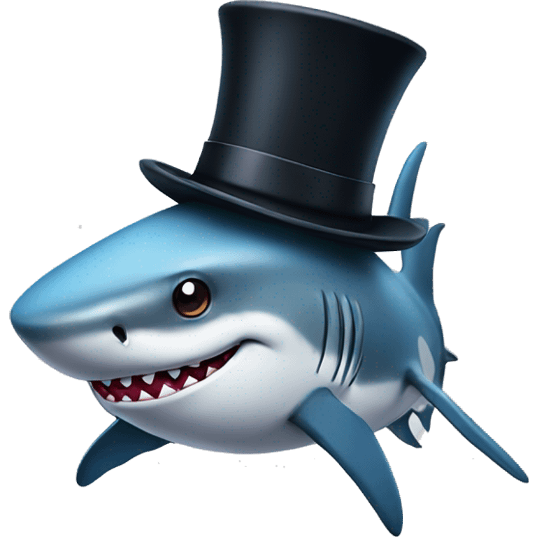 Shark with a top hat emoji