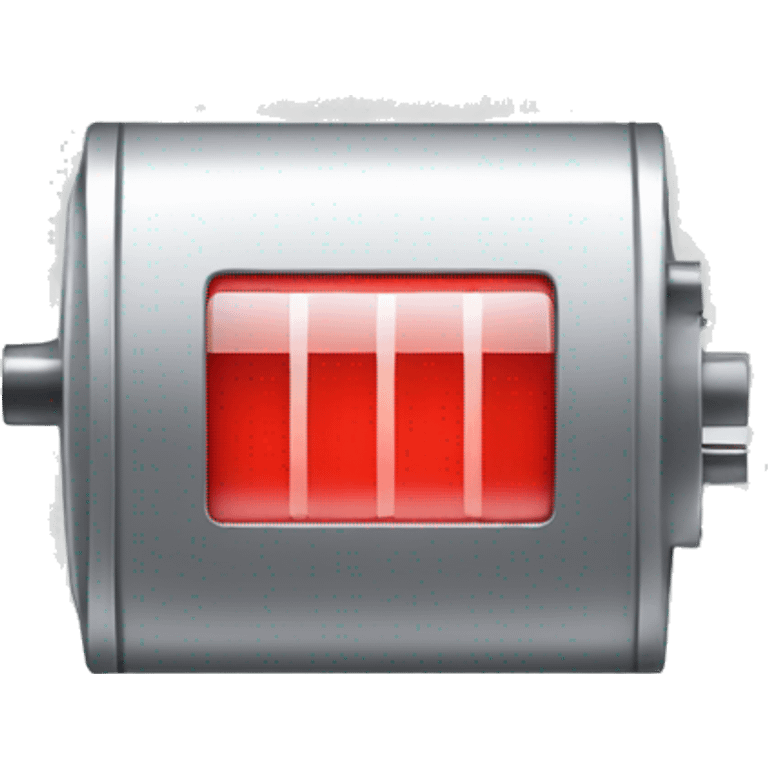 A BATTERY THAT IS AT "LOW" STATUS, RED INDICATOR emoji