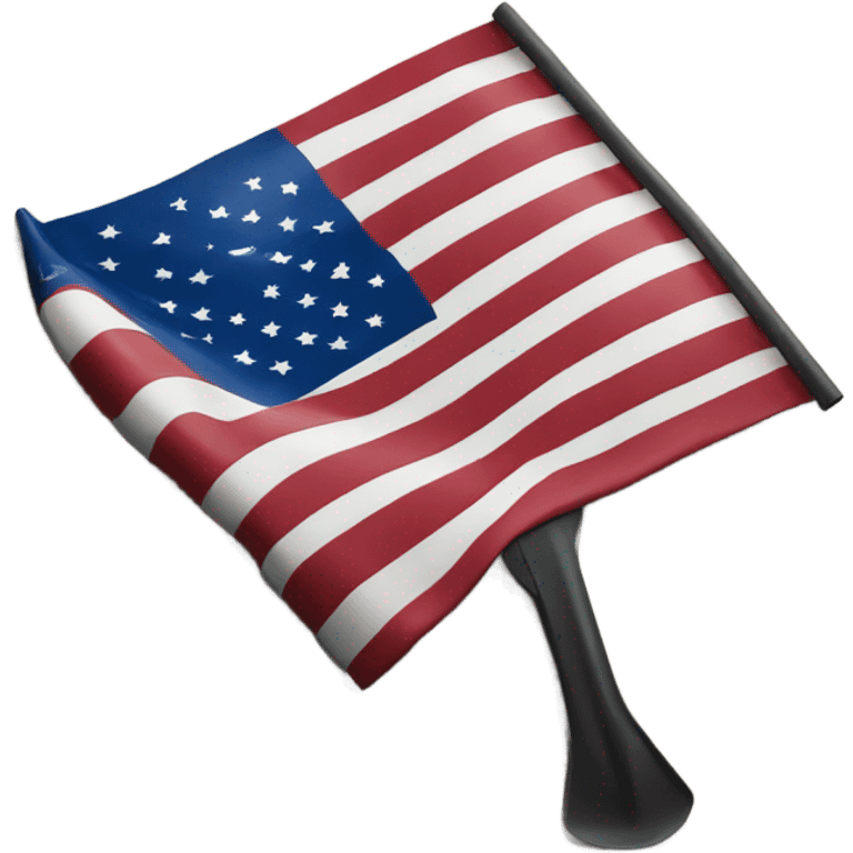 Large American Flag attached to one smaller black shovel in the ground   emoji