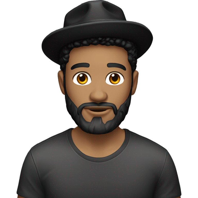 guy with black Hugo boss shirt black beard black hat and light skin  emoji