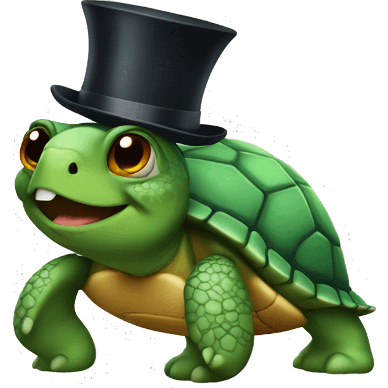 turtle with tophat emoji