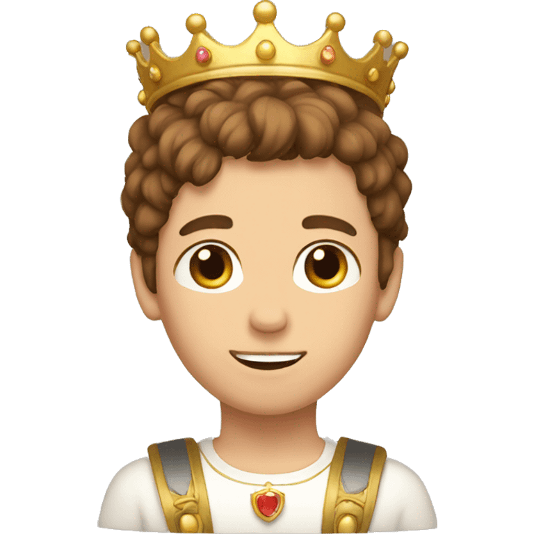 Brown hair boy with crown on his head emoji