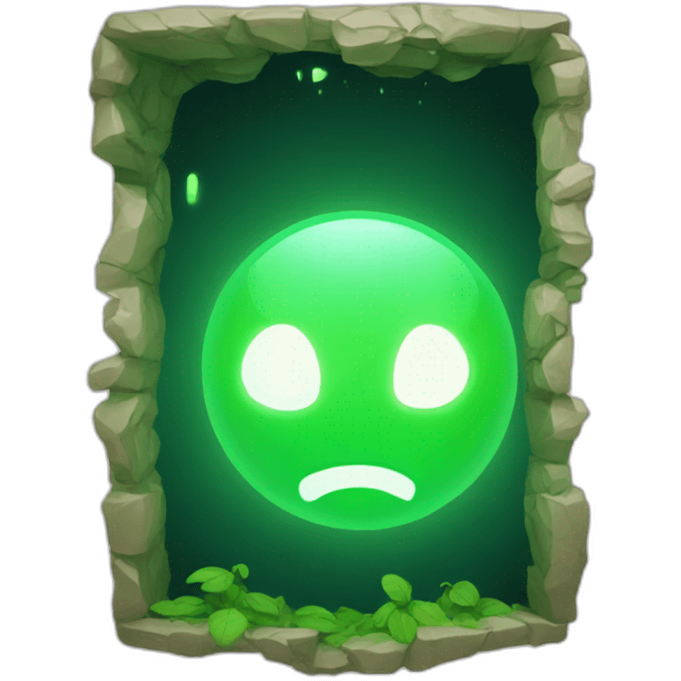 green portal with chat bubble inside emoji