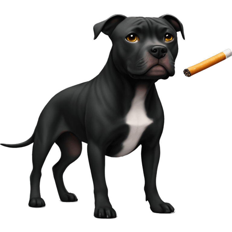 Pure Black pitbul with a cigarette emoji