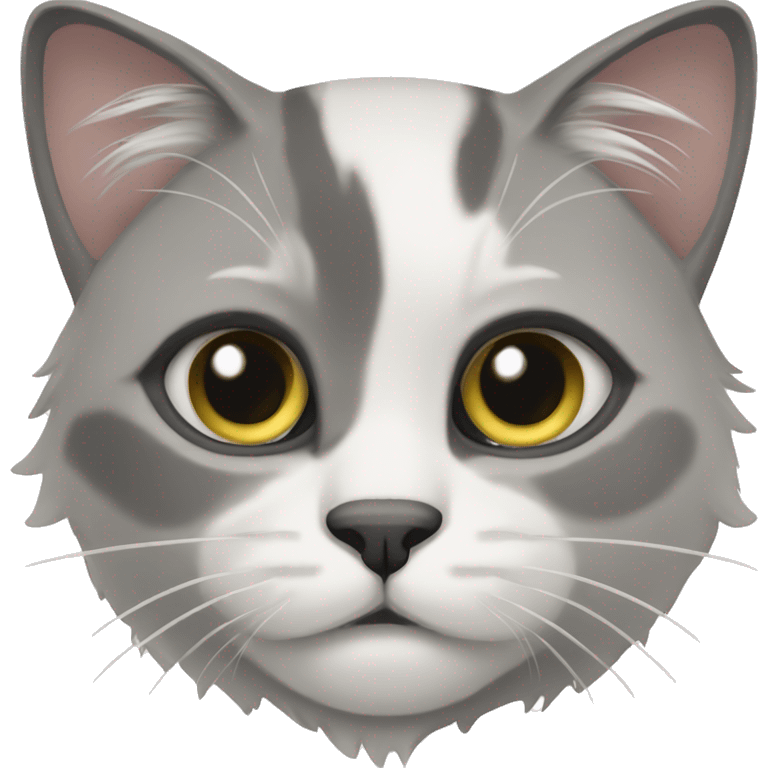 White and grey mancoon cat emoji