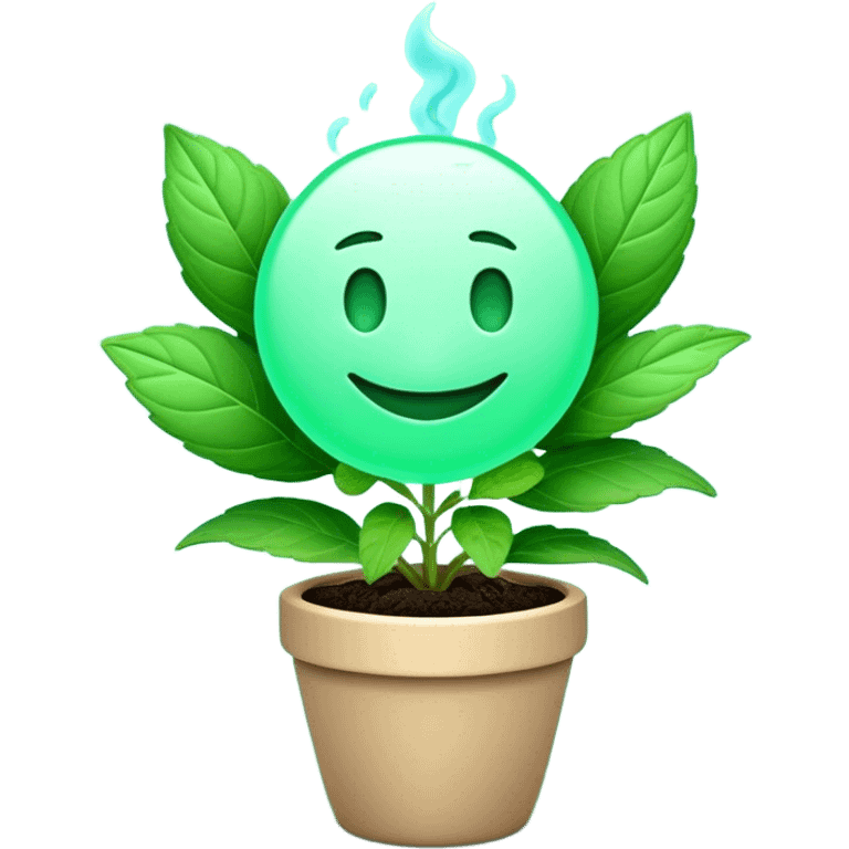 Cinematic Realistic Mint Emoji, Fresh and lively, with deep green leaves covered in tiny veins, emanating a cool, refreshing aroma. The plant’s soft, rounded edges sway gently in the breeze, inviting calm and relaxation. Soft glowing outline, capturing the essence of freshness and cooling fragrance in a fragrant mint plant! emoji