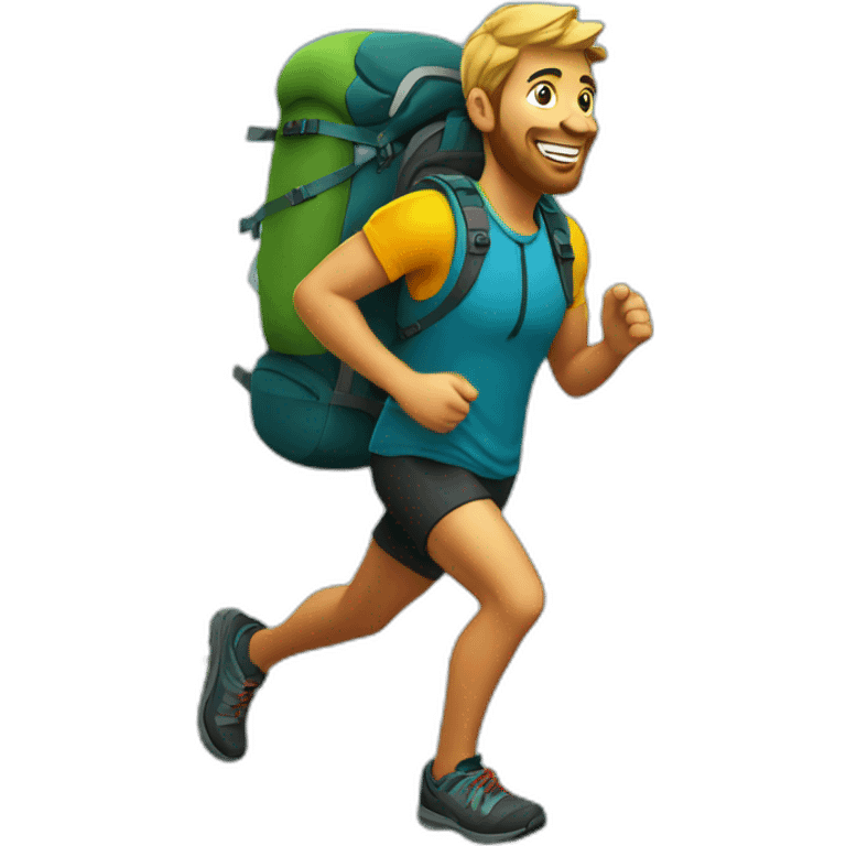 trail runner with backpack in the mountains emoji