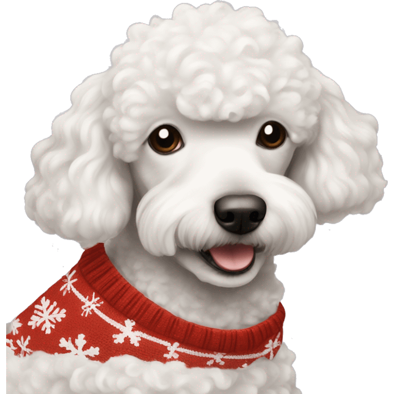 White Poodle with Christmas sweater  emoji