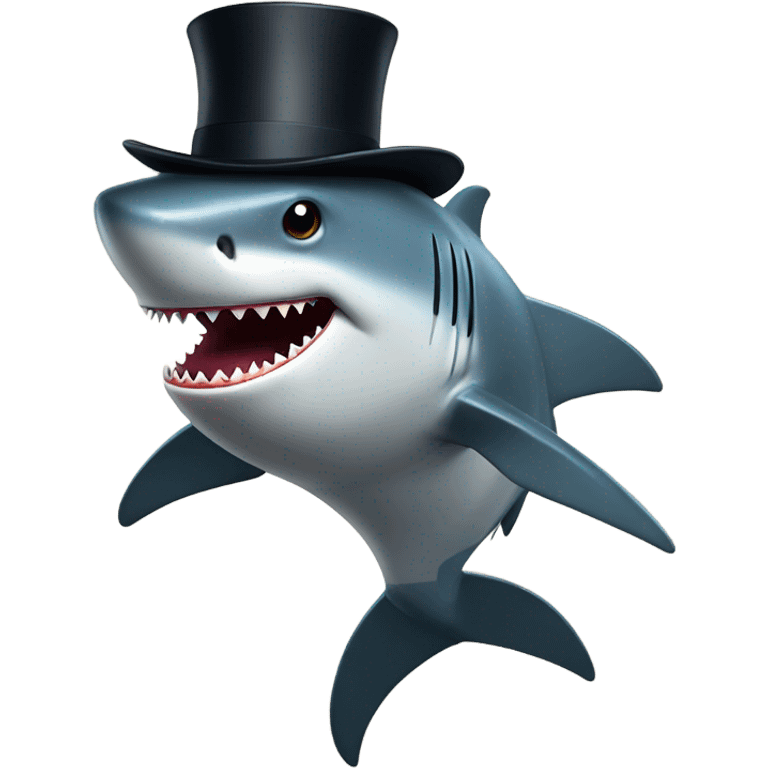 Shark with a top hat emoji