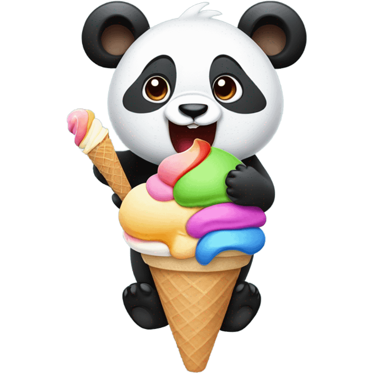 Panda eating ice cream emoji