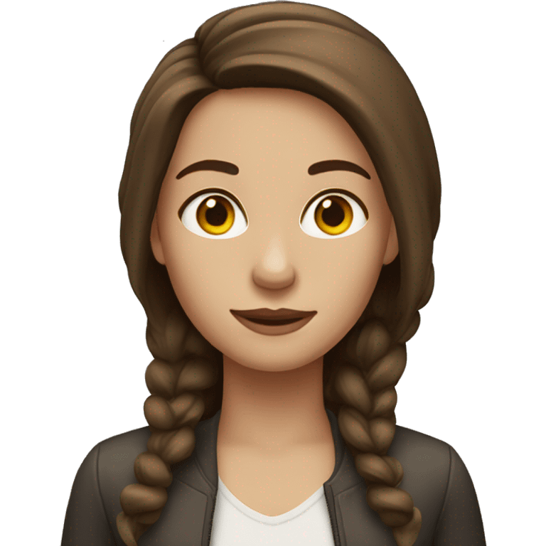 Woman with brown hair and middle part emoji