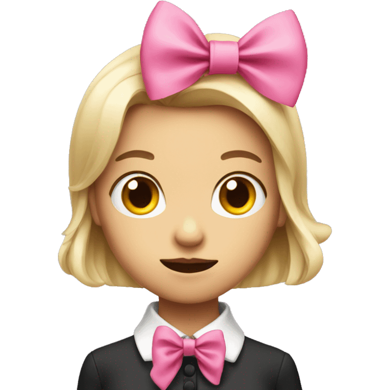 scary girl with a pink bow tie  emoji