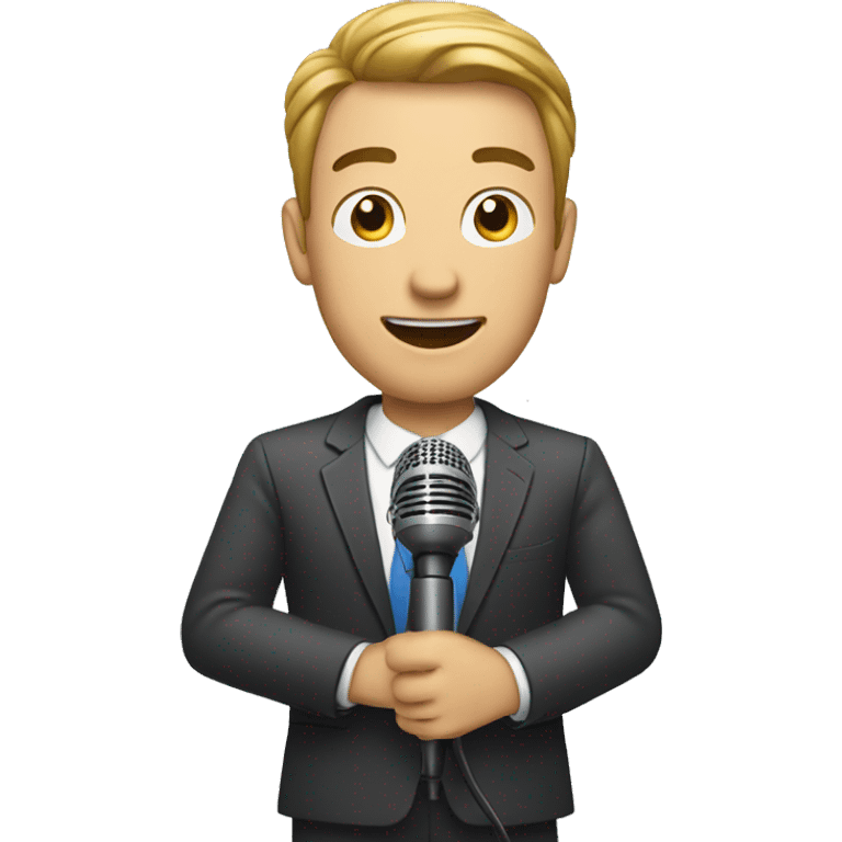 man news reporter with microphone emoji