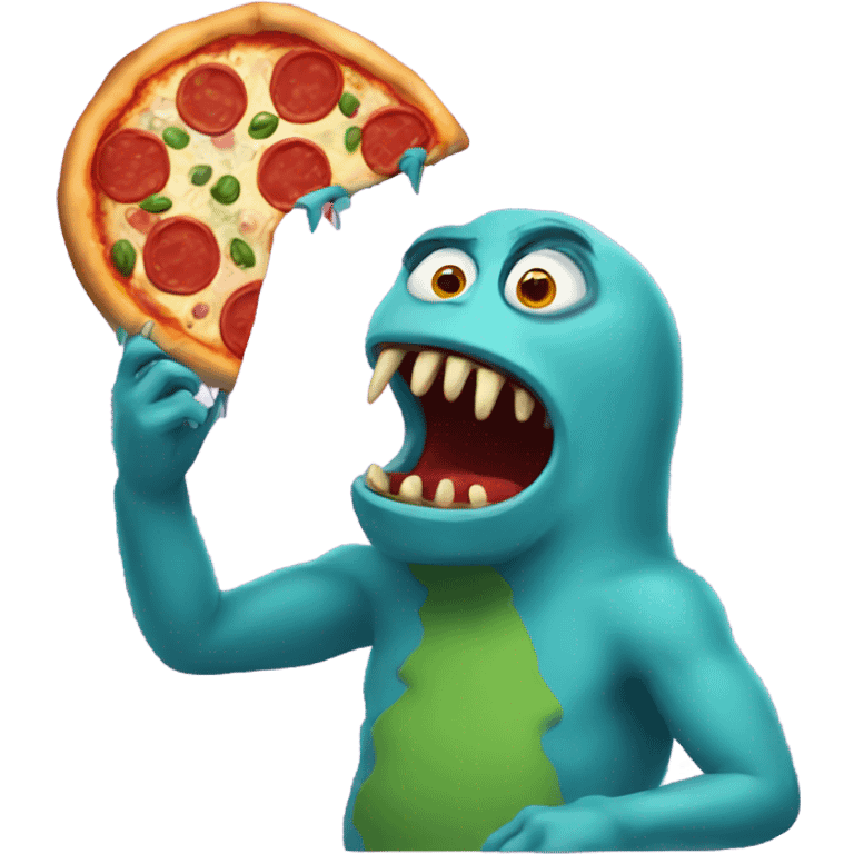 Pizza eating monster emoji