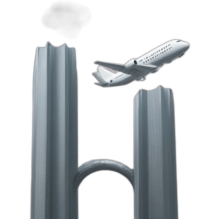 Plane flying in two similar towers emoji