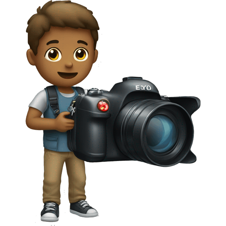 a boy holding a camera emoji