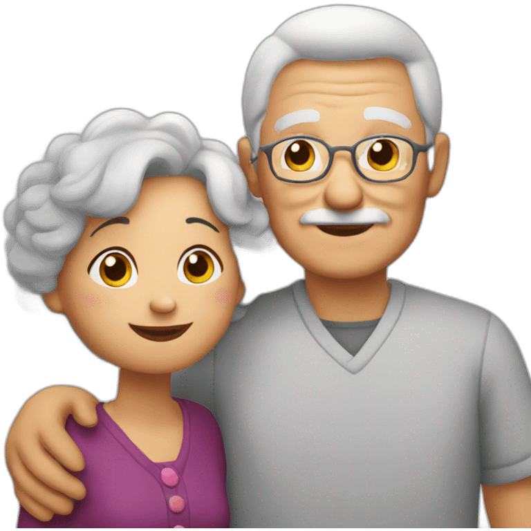 Granny in love with grandfather emoji