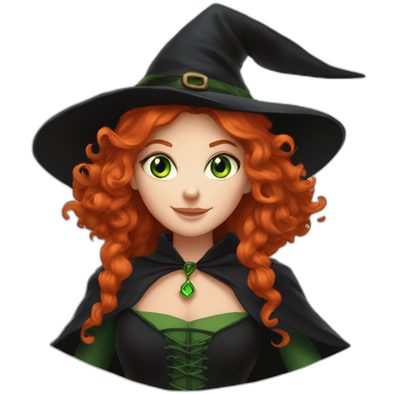 redheaded green-eyed witch emoji