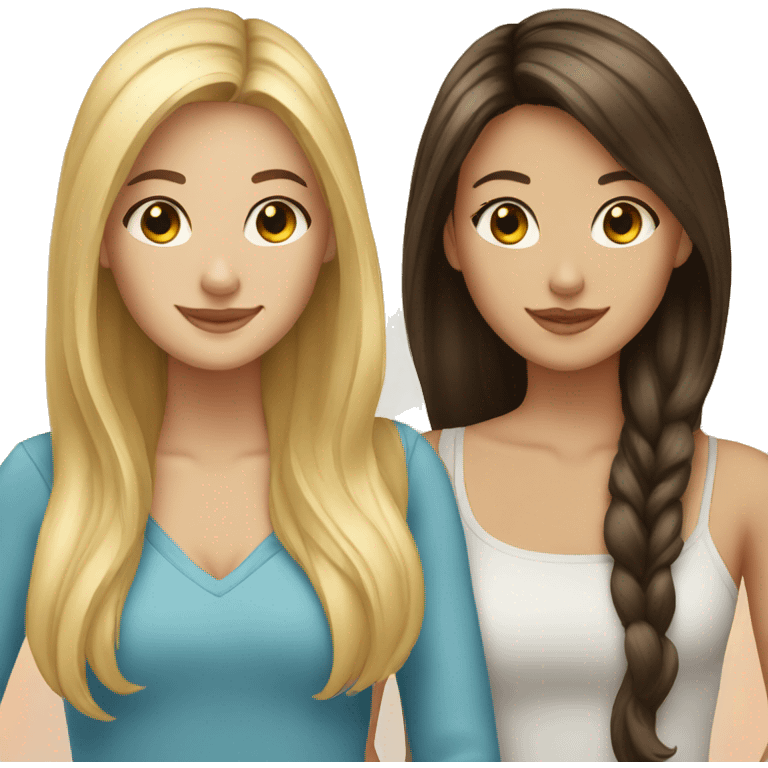 Best friends blonde girl and brunette girl emoji