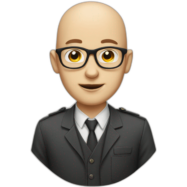 bald white skin nerd with glasses emoji