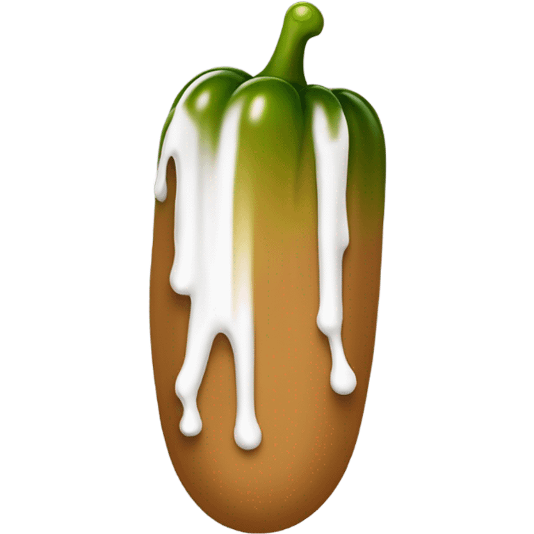 Light-brown ombre skinny long pickle with white paint dripping emoji