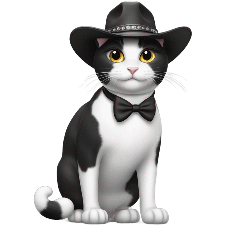 Tuxedo cat in cow boy outfit riding a white and gray cat  emoji