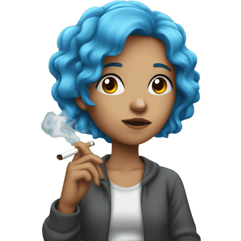 blue haired girl smoking emoji