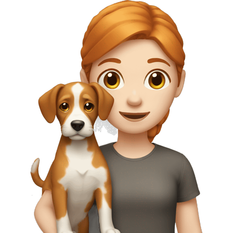 Ginger girl with a dog emoji