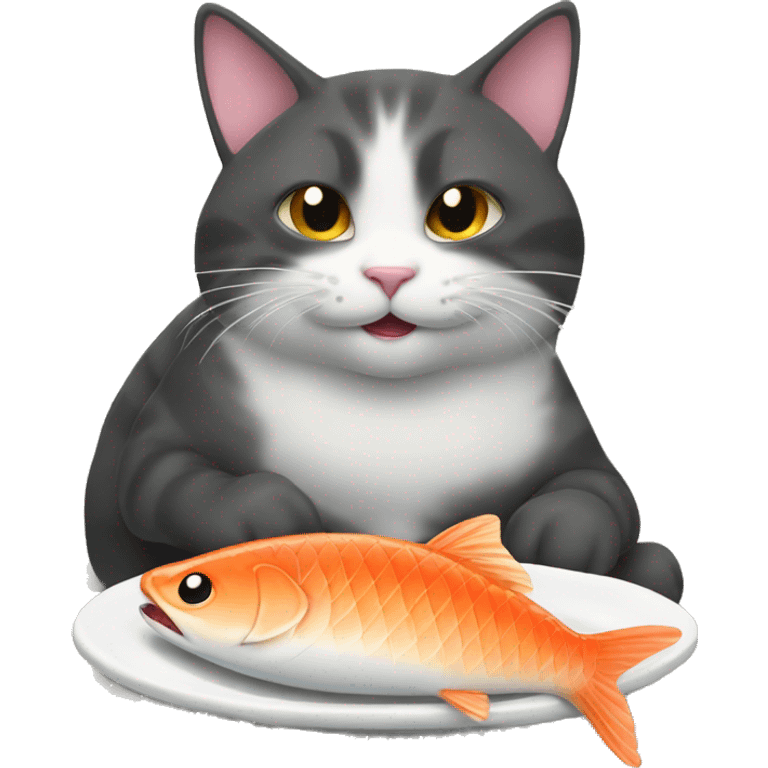 Cat eat fish On fuji emoji